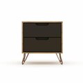 Designed To Furnish Rockefeller 2.0 Nightstand with 2-Drawer in Nature & Textured Grey, 21.65 x 20.08 x 17.62 in. DE2616285